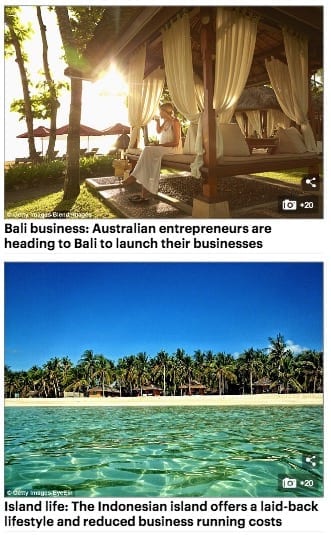 Aussie entrepreneurs Zoe Watson Bliss Bali Retreat Daily Mail online 2